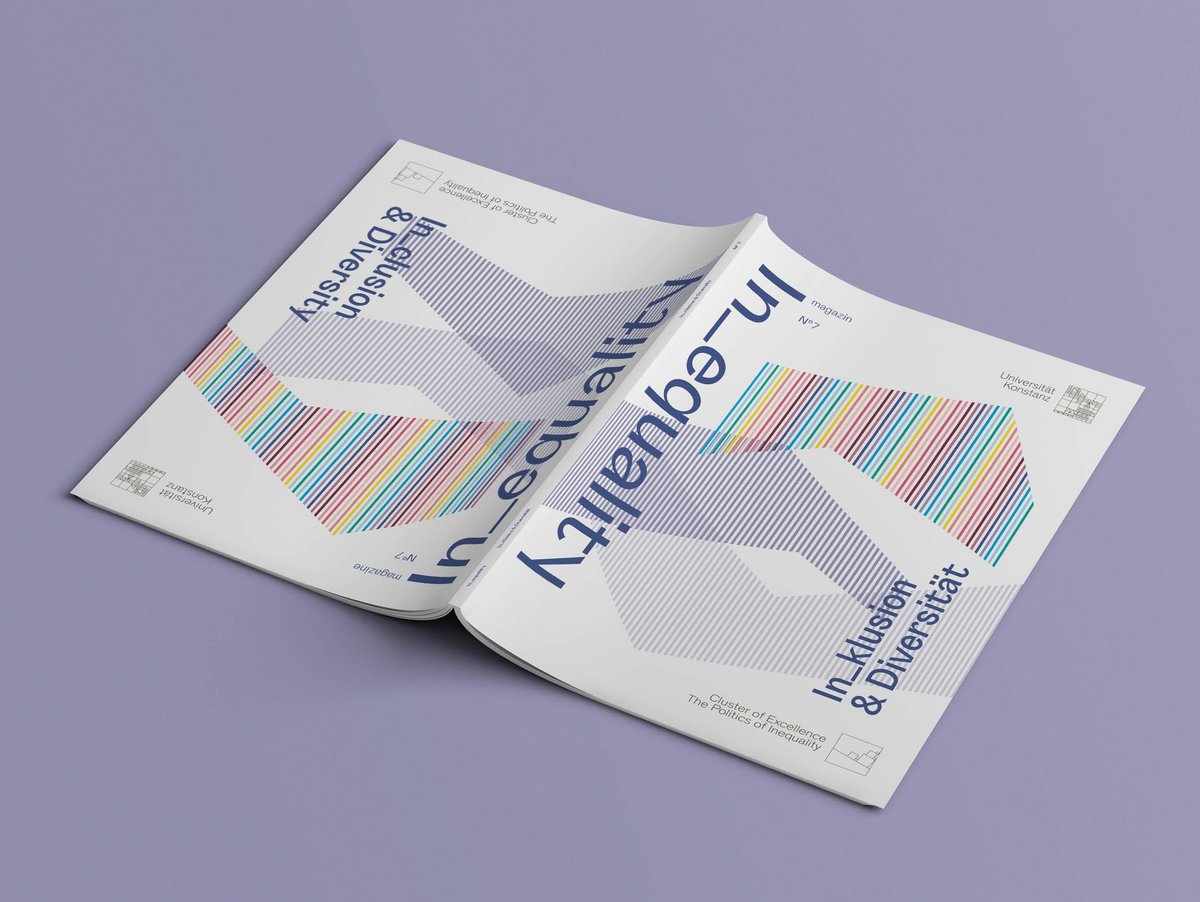 Unfolded issue of the magazine. The back and front are visible against a lilac-coloured background.