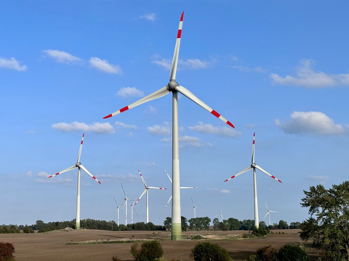 Wind turbines near Gremersdorf in Germany.