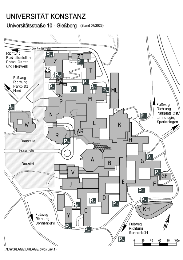 Übersicht Fahrradstellplätze Campus Universität Konstanz